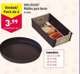ALDI Home Creation Moldes para horno unidad/Pack de 4, Tamaños: 24 x 14cm, Ø 11cm, Ø21cm, Ø27cm oferta