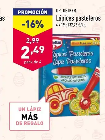 ALDI Dr. Oetker Lápices pasteleros 4 x 19 g oferta