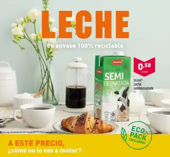 ALDI Milsani Leche semidesnatada 1 L oferta