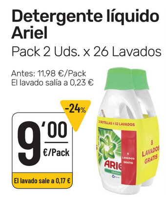 AhorraMas Detergente líquido Ariel oferta