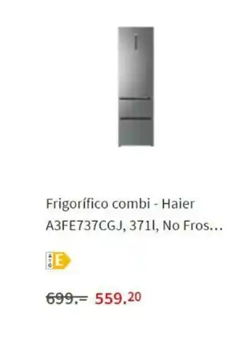 MediaMarkt Haier Frigorifico combi A3FE737CGJ, 371l, No Fros oferta