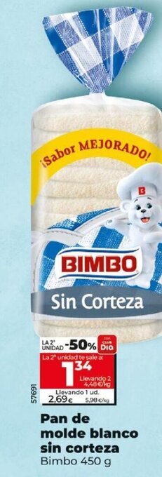 Dia Pan de Molde Blanco Sin Corteza oferta