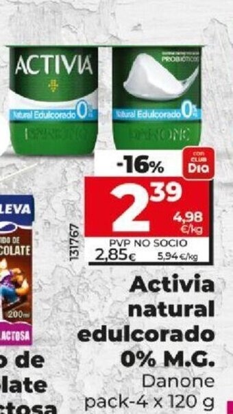 Dia Activia Natural Edulcorado 0% M.G. oferta