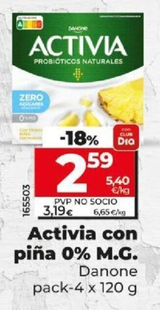 Dia Activia Con Piña 0% M.G. oferta