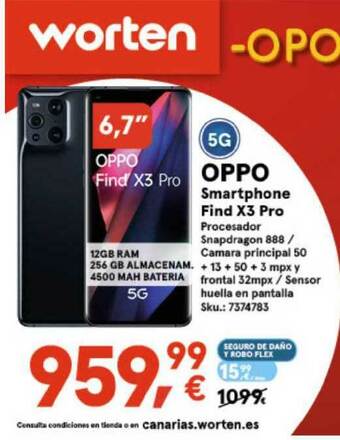 Worten Oppo Smartphoen Find X3 Pro oferta