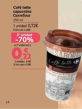 Carrefour Café Latte Capuccino Carrefour 250ml oferta