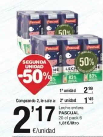 SPAR Leche Entera Pascual oferta