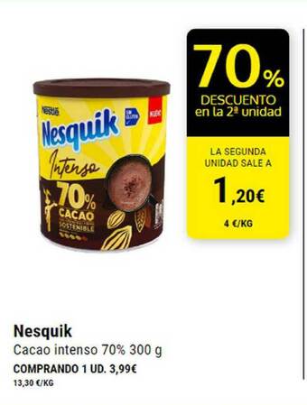 BM Supermercados Nesquik Cacao Intenso 70% 300g oferta