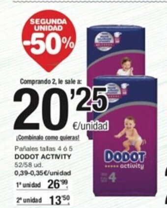 SPAR Pañales Tallas 4 ó 5 Dodot Activity oferta