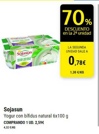 Sojasun Yogur Con Bifidus Natural 6x100g