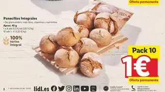 Lidl Panecillos integrales 45g oferta