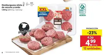 Lidl Hamburguesa mixta de vacuno y cerdo 1,05kg oferta