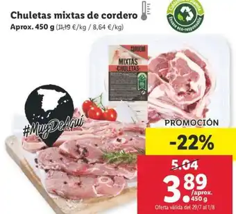Lidl Chuletas mixtas de cordero 450g oferta
