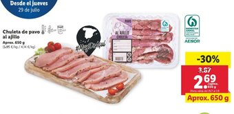 Lidl Chuleta de pavo al ajillo 650g oferta