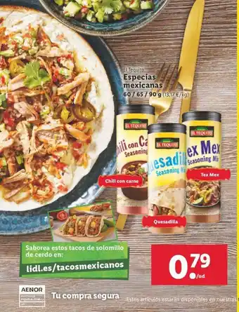Lidl EL Tequito Especias mexicanas 60g oferta