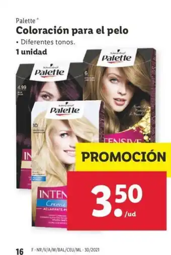 Lidl Palette Coloracion para el pelo oferta