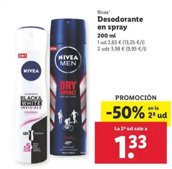 Lidl Nivea Desodorante en spray 200ml oferta