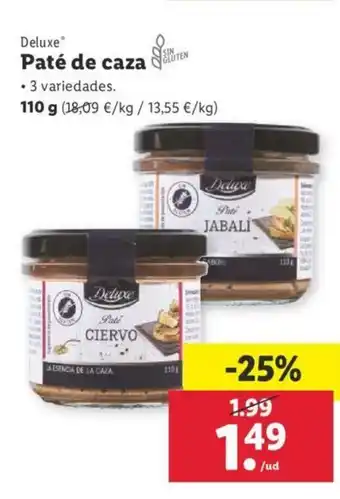 Lidl Deluxe Paté de caza 110g oferta
