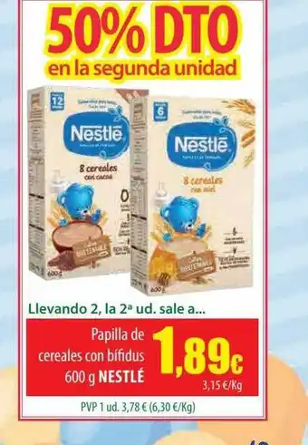 Spar Tenerife -50% dto en la segunda unidad papilla de cereales con bifidus nestlé oferta