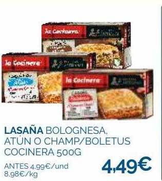 Supermercados La Despensa Lasaña bolognesa atún o champ boletus cocinera oferta