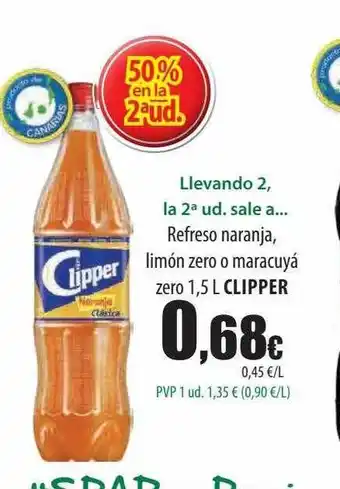Spar Tenerife Refresco naranja limón zero o maracuyá zero clipper oferta