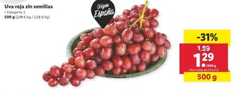 Lidl Uva roja sin semillas 500g oferta