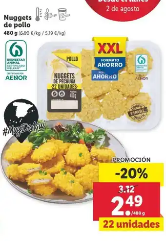 Lidl Nuggets de Pollo x 480g oferta