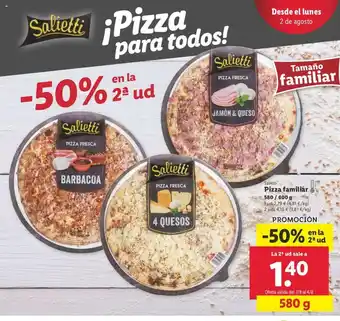 Lidl Salietti Pizza Familiar 580/600g oferta