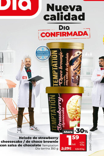 Maxi Dia Helado de strawberry cheesecake/ de choco brownie con salsa de chocolate oferta