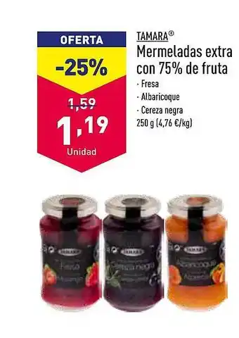 ALDI Tamara mermemadas extra con 75% de fruta oferta