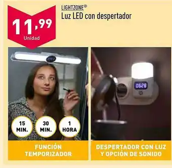 ALDI Lightzone luz led con despertador oferta
