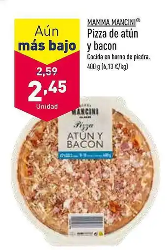 ALDI Mamma mancini pizza de atún y bacon oferta