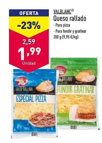 ALDI Valblanc queso rallado oferta