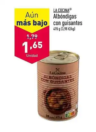 ALDI La cocina albóndigas con guisantes oferta