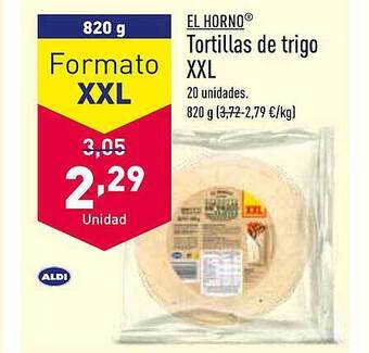 ALDI El horno tortillas de trigo xxl oferta
