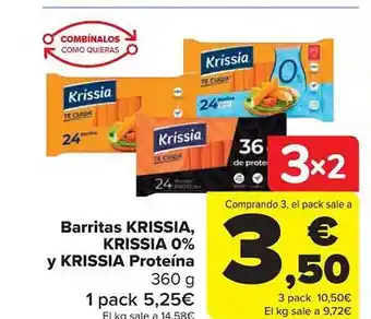 Carrefour Barritas krissia krissia 0% y krissia proteina oferta