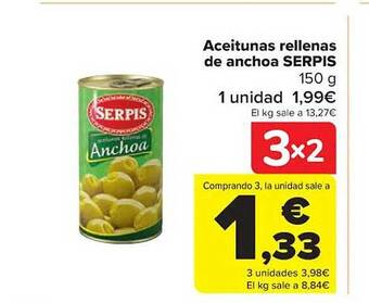 Carrefour Aceitunas rellenas de anchoa serpis oferta