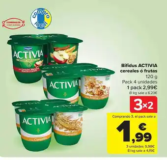 Carrefour Bifidus activia cereales ó frutas oferta