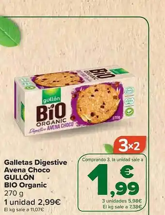 Carrefour Galletas digestive avena choco gullón bio organic oferta