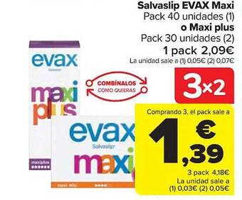 Carrefour Salvaslip evax maxi o maxi plus oferta