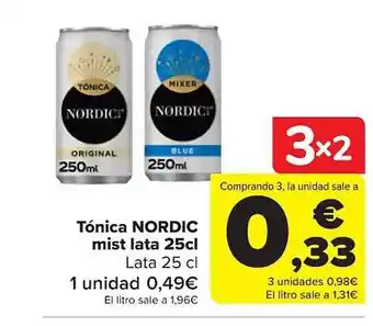 Carrefour Tónica nordic mist lata oferta