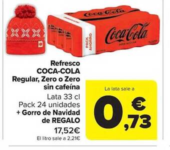 Carrefour Refresco coca-cola regular, zero o zero sin cafeína oferta