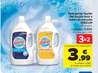 Carrefour Detergente líquido gel acción total o jabón de marsella disiclin oferta