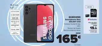 Carrefour Samsung smartphone libre galaxy a13 verbatim micro sd sdhc + adaptador oferta