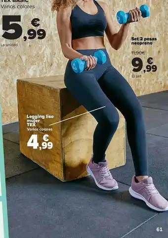 Carrefour Set 2 pesas neopreno legging liso mujer tex oferta