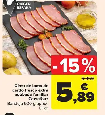 Carrefour Cinta de lomo de cerdo fresco extra adobada familiar carrefour oferta