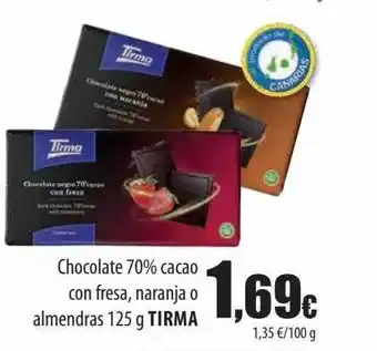 Spar Tenerife Chocolate 70% cacao con fresa, naranja o almendras tirma oferta