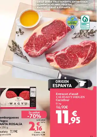 Carrefour Entrecot d'anoll CALIDAD Y'ORIGEN Carrefour oferta