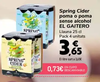 Spring Cider poma o poma sense alcohol El Gaitero 25 cl
