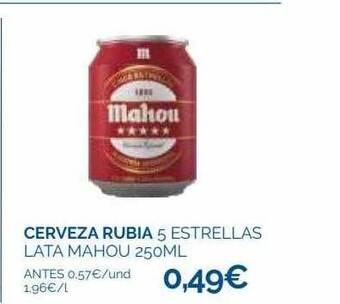 Supermercados La Despensa Cerveza rubia 5 estrellas lata mahou oferta